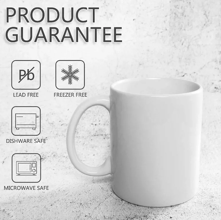 MDA Wholesale High Quality Sublimation 11oz White Mug Blank Ceramic Mugs Coated Plain White Mugs