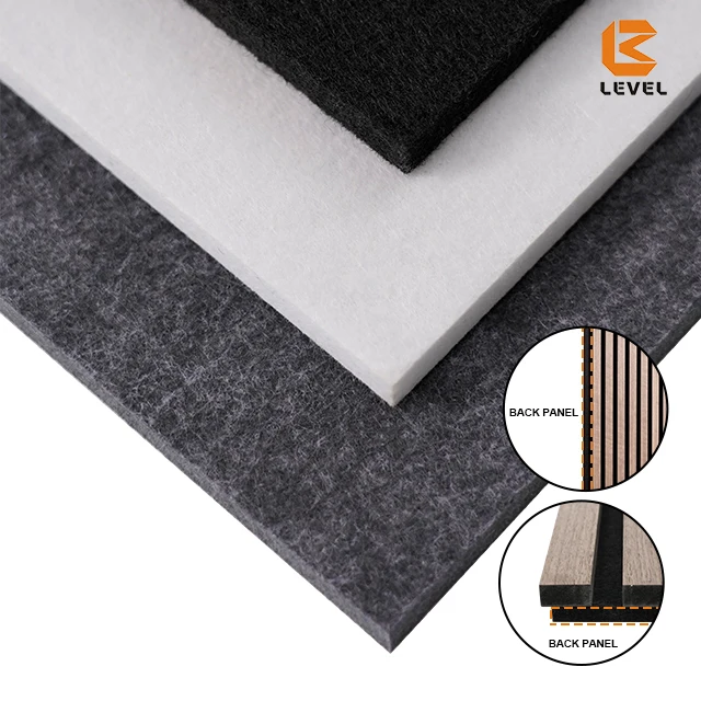 Leveltech 600mm*600mm*9mm Polyester Fiber Acoustic Panel Wooden Slat Polyester Acoustic Panels