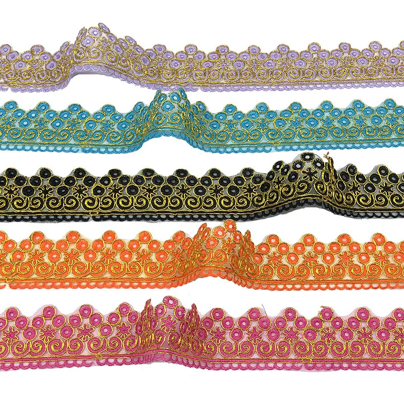 Wholesale New Design Organza Fabric Bridal Lace Trim Embroidery Lace Trim