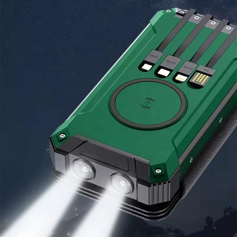 Shingle Portable 10000mAh Foldable Solar Panel Power Bank Wireless Outdoor Solar Charger with Lamp for Remote Areas