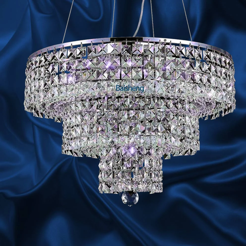 50cm wide 40cm high modern crystal chandelier 3 tiers contemporary Postmodern k9 hanging lamp pendant light suspension lustre
