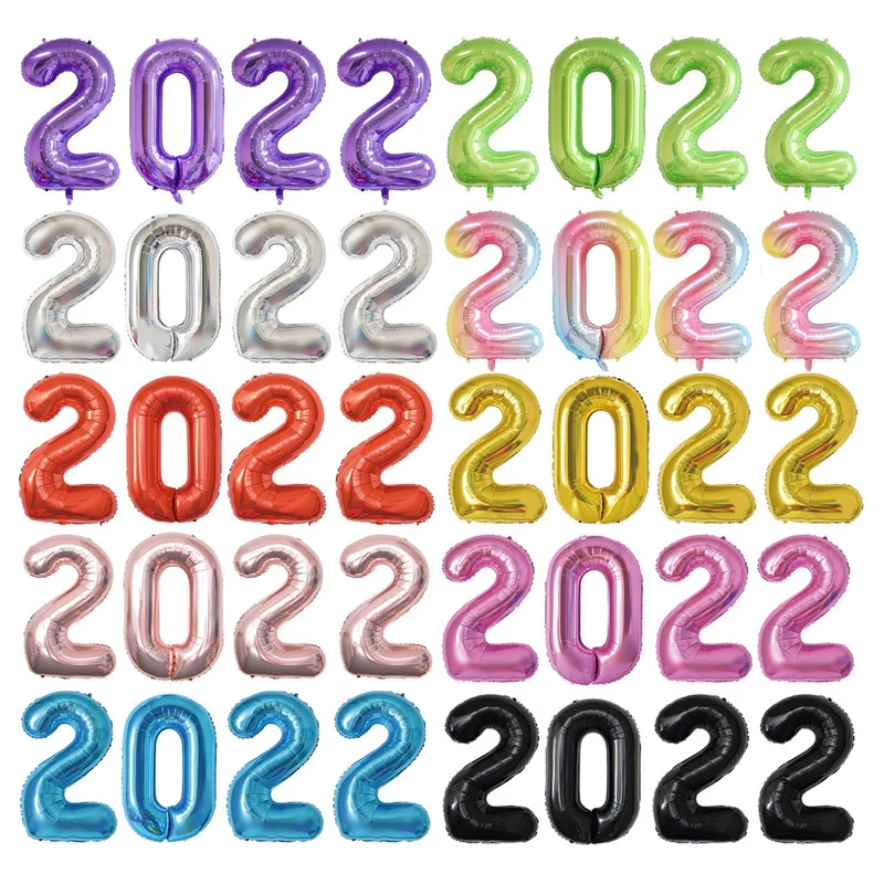 40 inch  2022 foil balloon helium birthday decoration colors number balloons