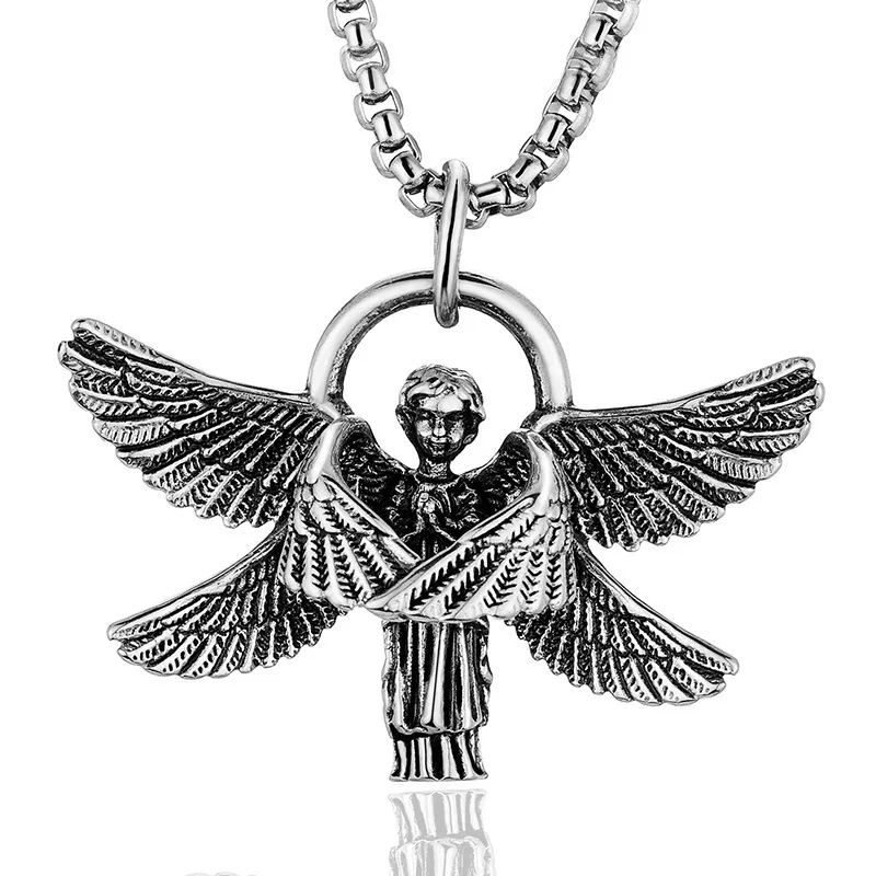 Vintage wind angel wings necklace cross-border jewelry creative little angel pendant wholesale