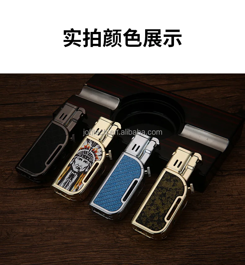 2  Flames  Jet Flame and Flint Soft Flame custom logo lighter cigar wholesale torch butane cigar lighter Cigar Punch