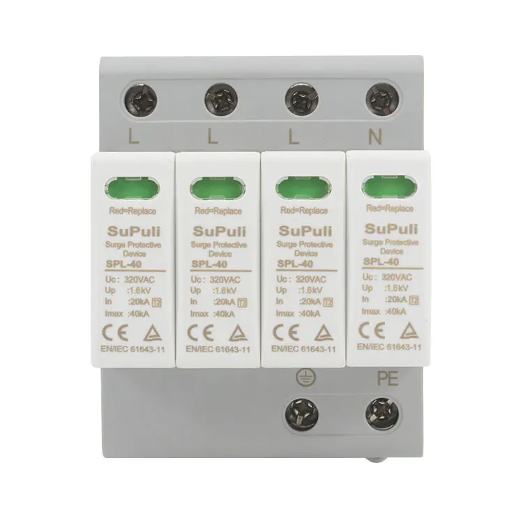 Surge Arrester Parafoudre AC 3 Phase+N 385V 20Ka 40KA SPD AC Surge Protector Device For Lightning Protector
