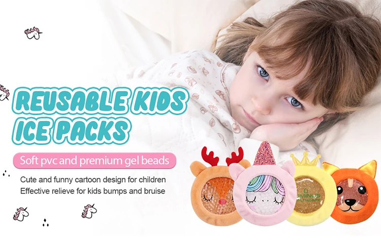 Soft Colorful Fabric Gel Bead Wrap Premium Kids Hot Cold Ice Packs for Kids Tired Eyes, Headaches
