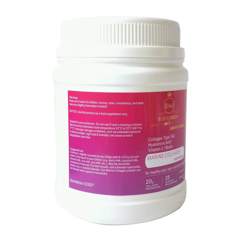 500g 1000g anti wrinkle anti aging collagen drinking powder skin care nail collagen powder with hyaluronic acid and vitamin c