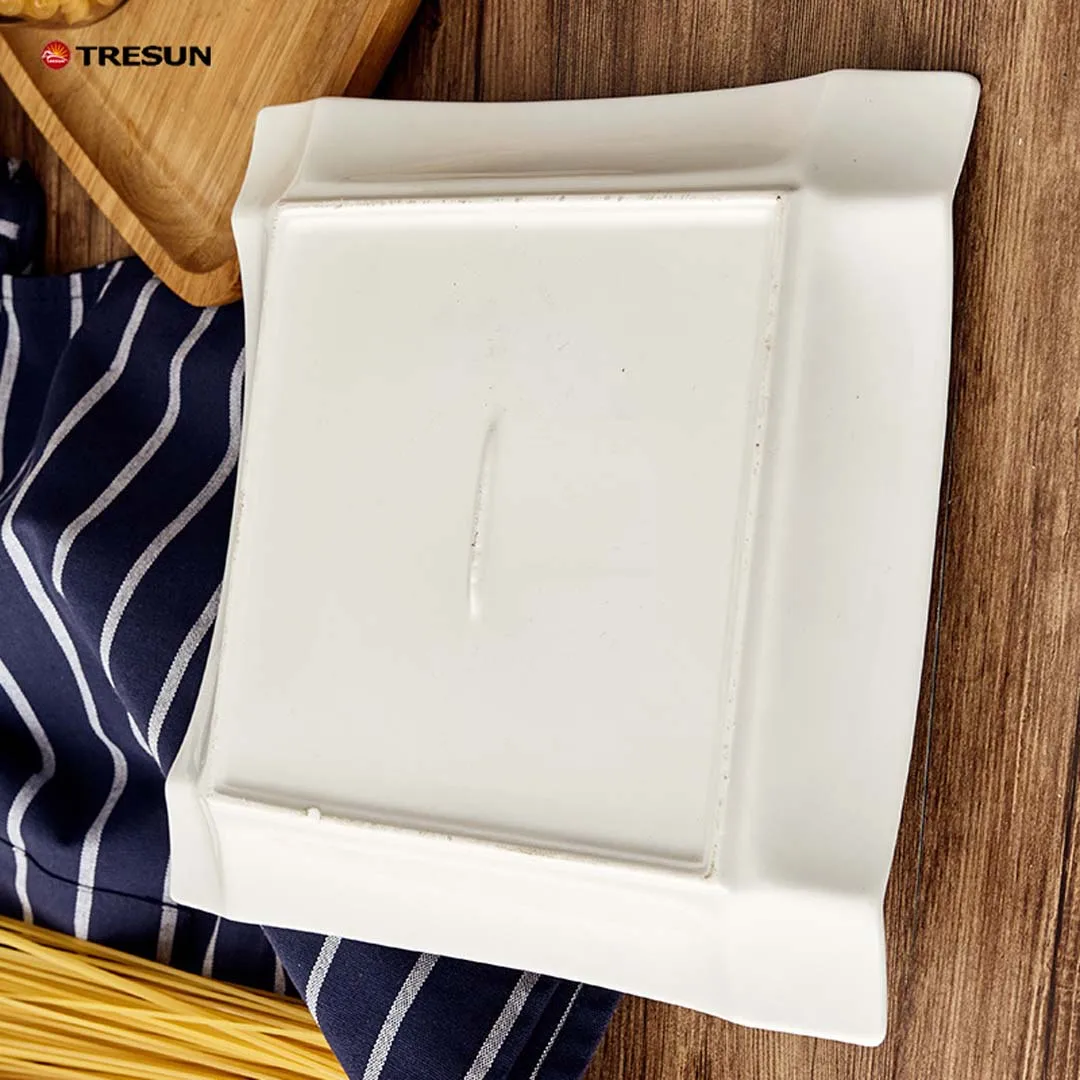 wholesale factory sale restaurant hotel serving ceramic square dinner plate dish for catering