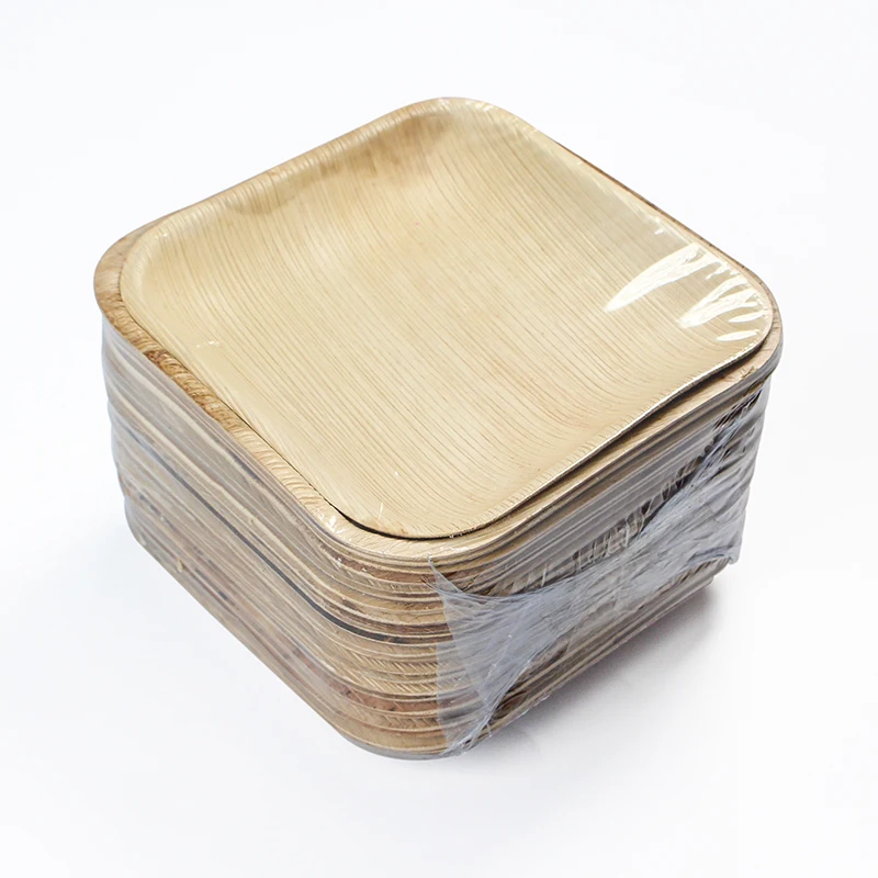 Eco disposable compostable 7 10 12 inch areca palm leaf food plates