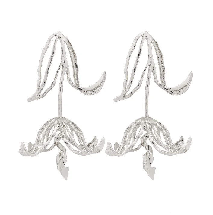 Fashion Bohemian Metal leaves flower Earrings Vintage Exaggerated Alloy rose Leaf Earrings Jewelry Accessories