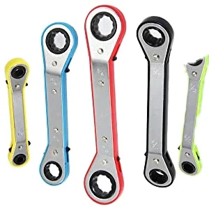 Hot Selling Five Colors Reversible Universal Ratchet Double Ring Torque Wrench Spanner