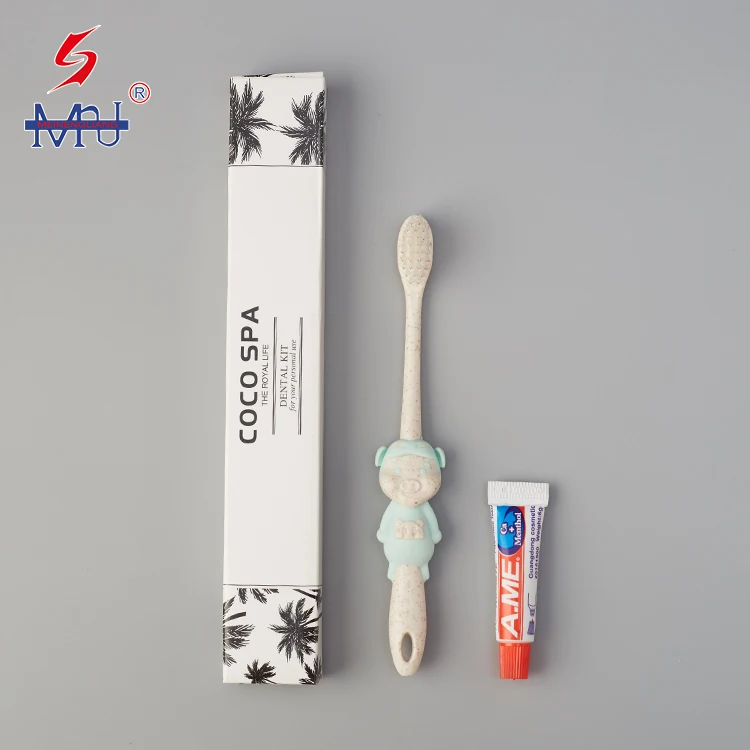 Custom OEM child wheat straw toothbrush for oral tooth clean kids tooth brush
