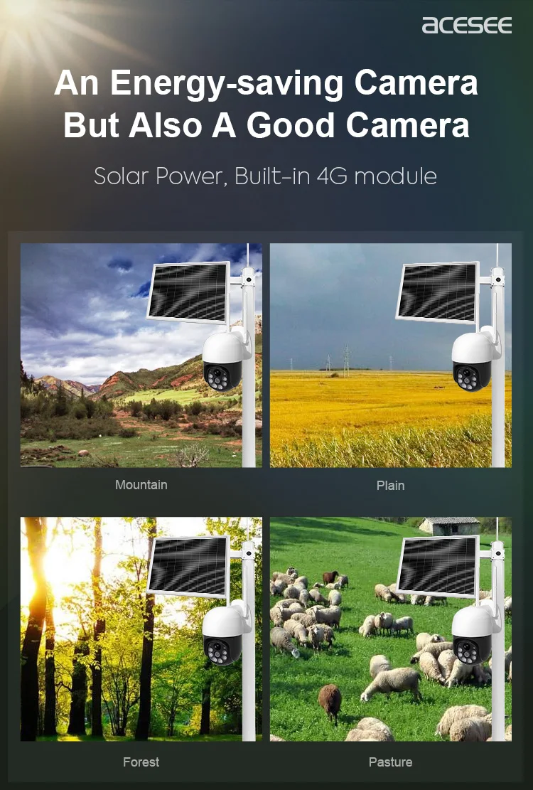 AC90 WiFi Wireless solar power camera 4G 3G sim Card Slot CCTV Security IP Camera Outdoor Support 128G Memory Card