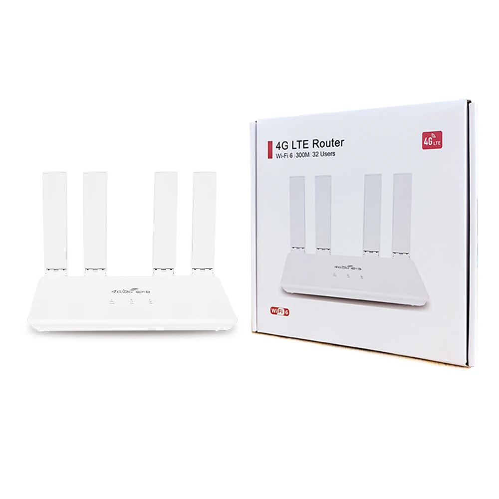 4G LTE WiFi Router with SIM Card Slot Wireless 4G CPE Modem WiFi6 Plug and Play