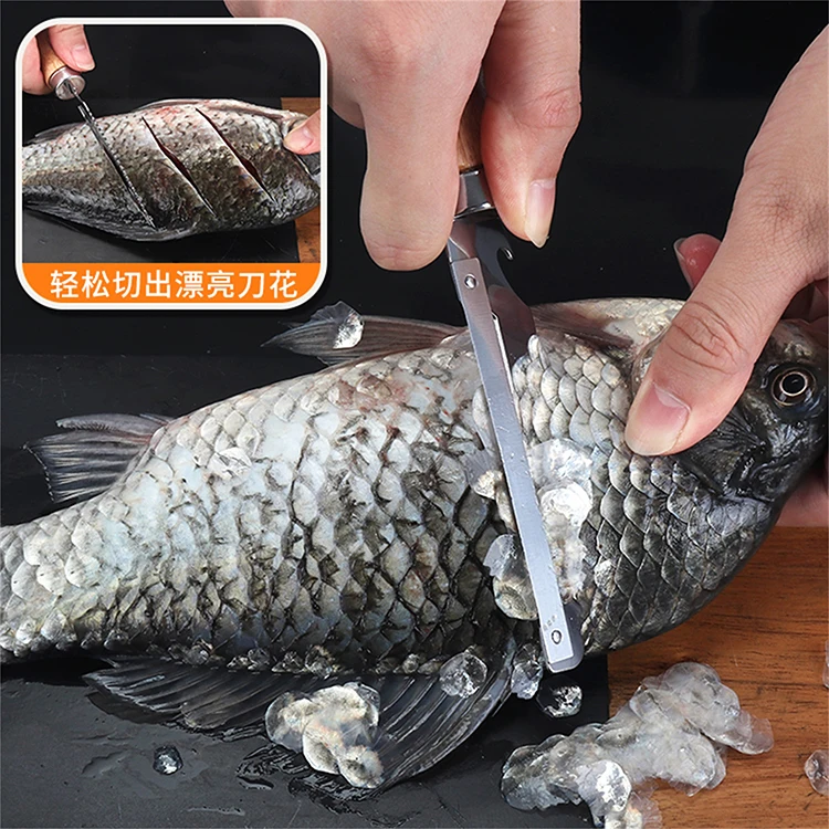 Hot Sale Find Stainless Steel Wooden Handle Silvery Multi-functional Vegetable Peeler Fish Peeler Cutting Knife Can Opener