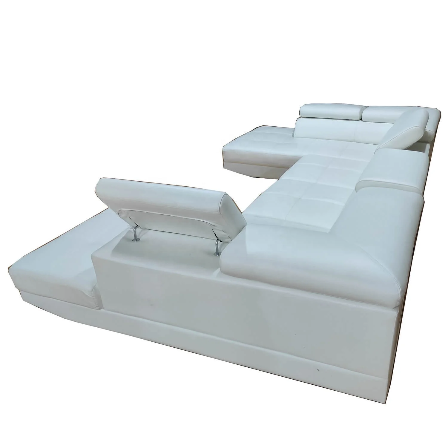 White U Shape Couch Living Room Furniture Wholesale Price Leather Lawson Sofa Set With Stock Can Deliver Immediately