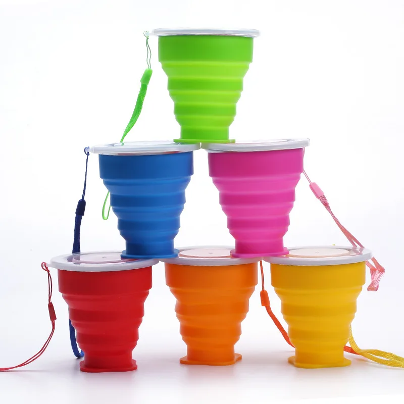 Party supply Easy Store Leakproof Design Good Sealing collapsible cup Travel Water Small Silicone Folding drinking Cups