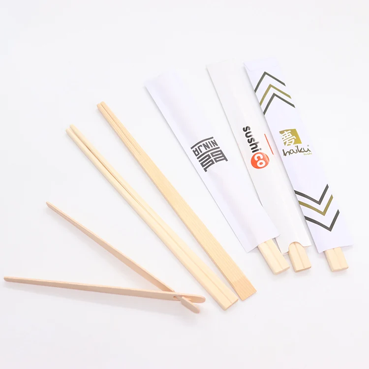 Chopstick for Sushi Wholesale Personalized Custom Printed Paper Bambus Wooden Wrapped Natural Children Training Disposable 150mm