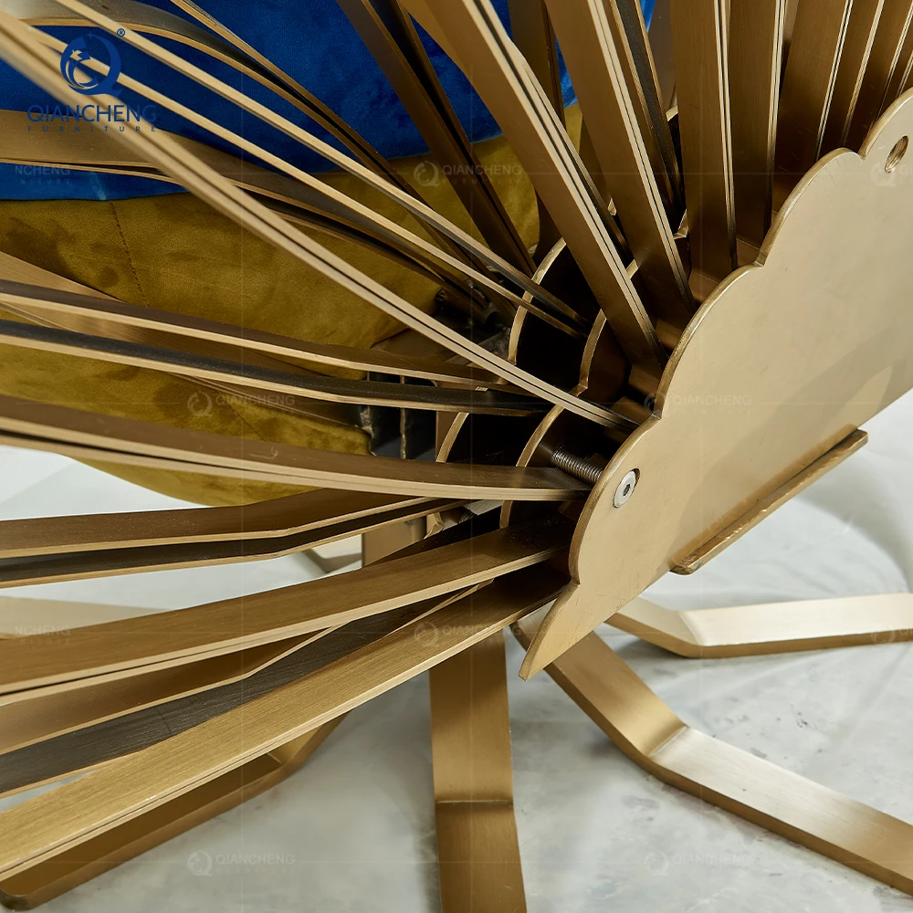Custom china furniture design leisure Armchair the garden of beauty rose gold stainless steel Peacock throne ceremonial chair