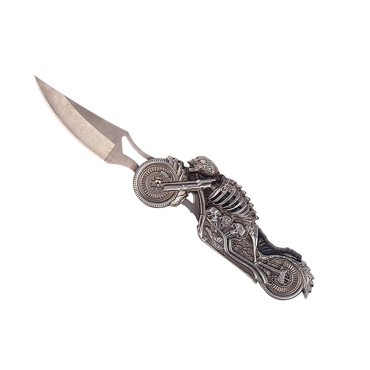 Small Knife Model Motor Shape Fruit Hand Craft Gift Nordic Vintage Style Wood Home Decoration Props Antique Copper Skull DIY