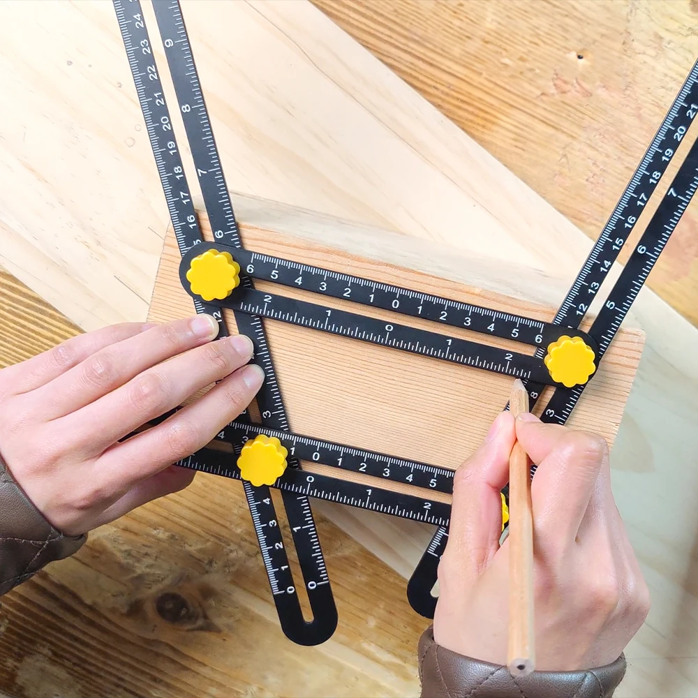 Adjustable Ruler Durable Woodworking Multi Angle Measuring Tool Multi-Angle 4 Holder Aluminium Scale Four Folding Ruler