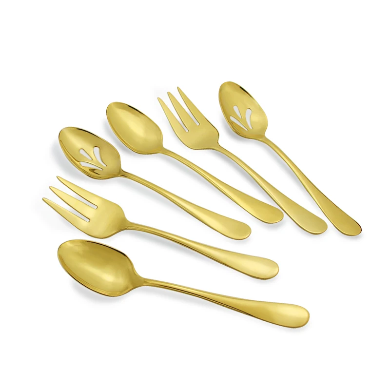 Fast delivery luxury party knife spoon fork set gold cutlery 24pcs stainless steel flatware sets cutlery set