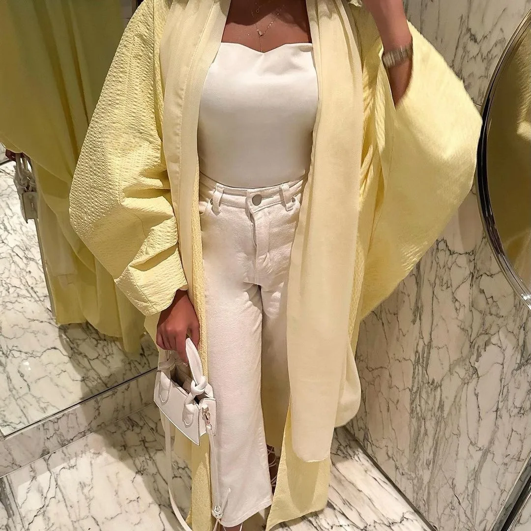 Middle east dubai muslim women islamic clothes solid color bat sleeve kaftan dress cardigan abaya