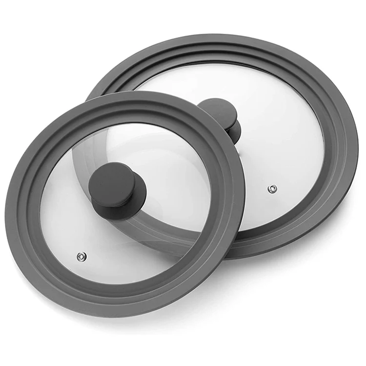 New Multi Size Universal Silicone Rubber Rim Soup Pot Lid Cover With Glass For Pot And Pans Saucepan