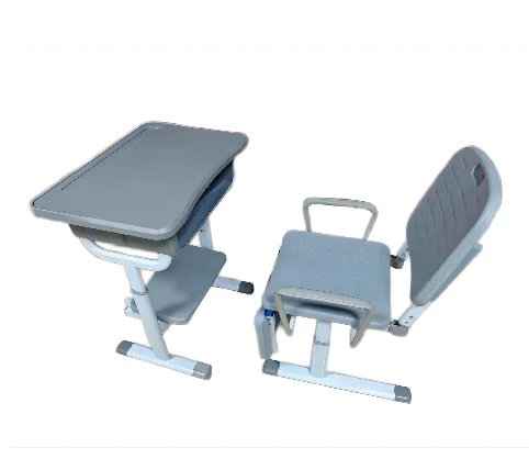 Modern Design Adjustable School Desk with Chair Computer Table and Desk Basket for Home Office Metal School Furniture