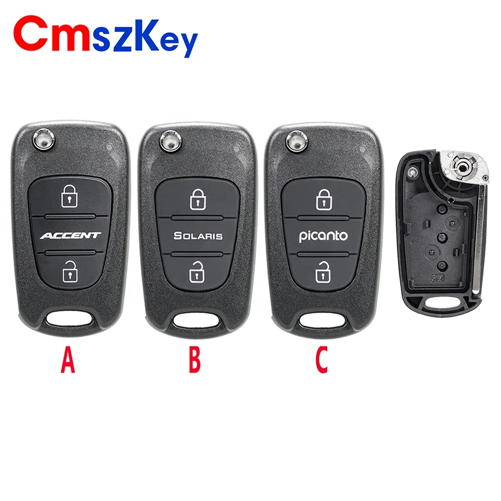 For Hyundai Solaris Accent Kia Picanto 3 Buttons Flip Remote Car Key Fob Shell Case