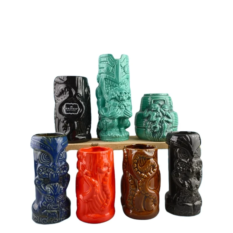 Octopus Tiki Mug ,Ceramic 3D embossed Octopus Monster Mug ,Hawaii TIKI mug Ceramic Tiki Mug