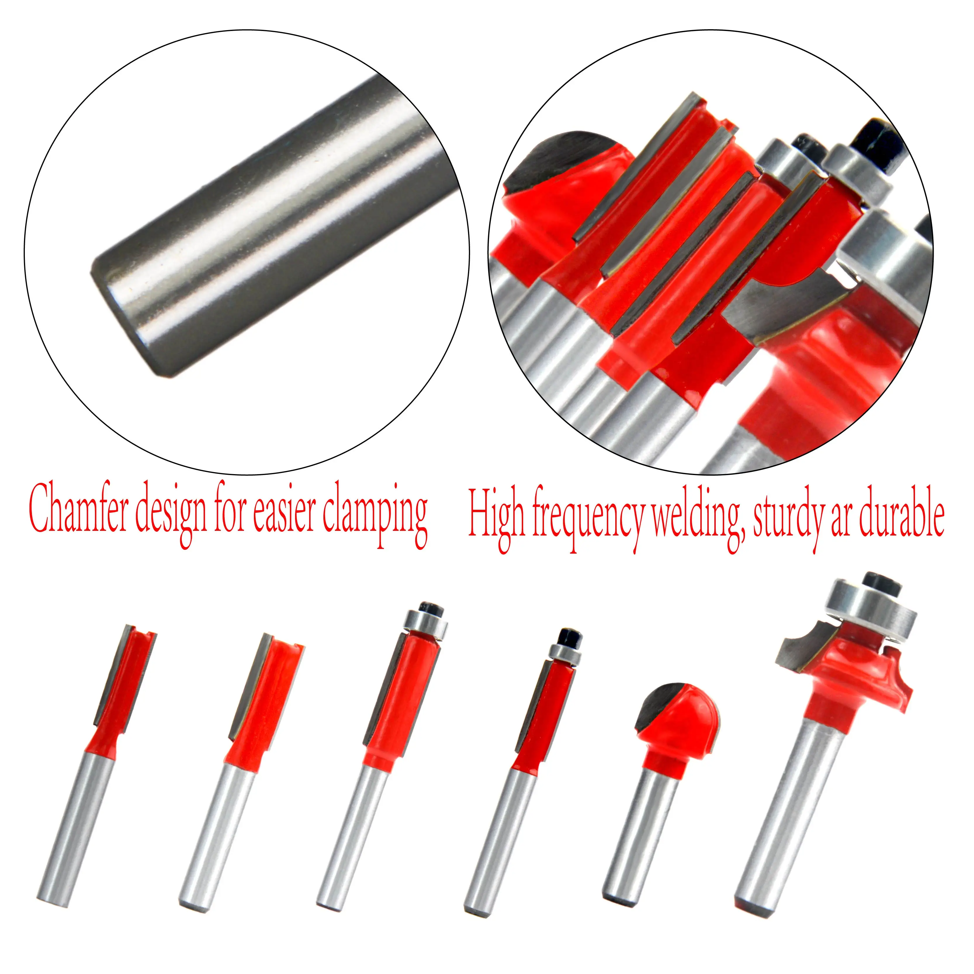 6PC Router Bits Set Milling Cutter Solid Carbide End Mills CNC Router Bit for Wood Working Tools Tungsten Steel Cutting Tools