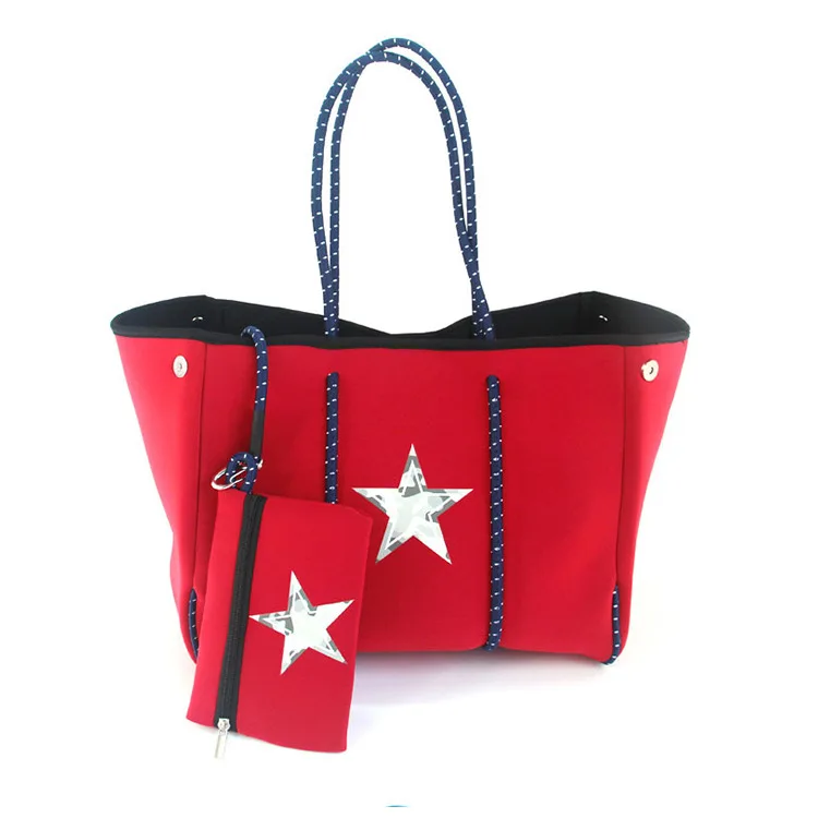 High quality wholesale pink splash proof neoprene custom logo tote bag  cooler beach bag