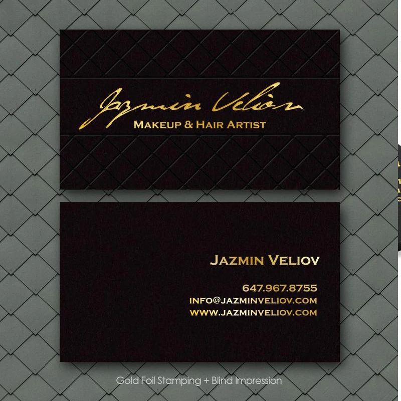 Luxury hot stamping gold metal  foil black cardboard business visiting name cards with logo