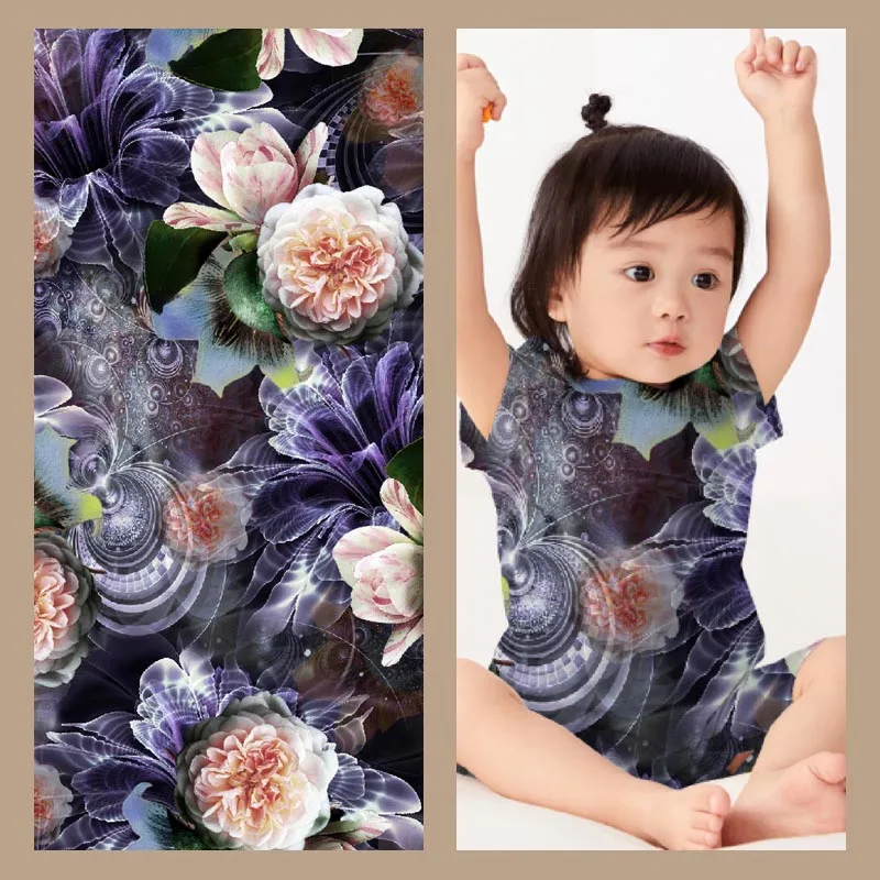 Factory low price custom 100D big flower silk printing fabric