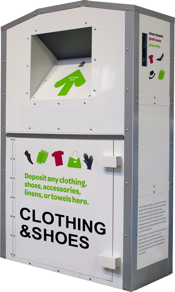 Factory Custom Large Community  Large Steel CollecDonator Clothes Recycling Bank garden metal trash can  clothing donation bins