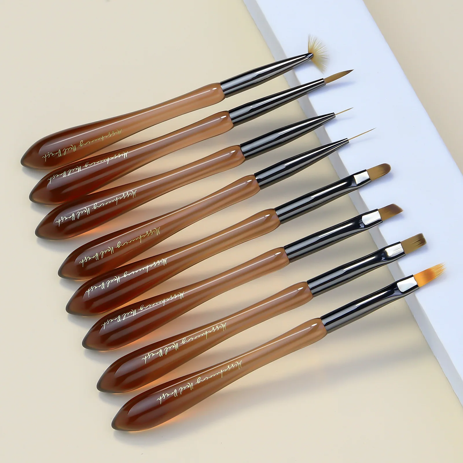 Japanese Style Nail Art Painting Pen High-grade Ice Transparent Effect Gourd Handle Nail Pulling Pen Halo Coloring Pen