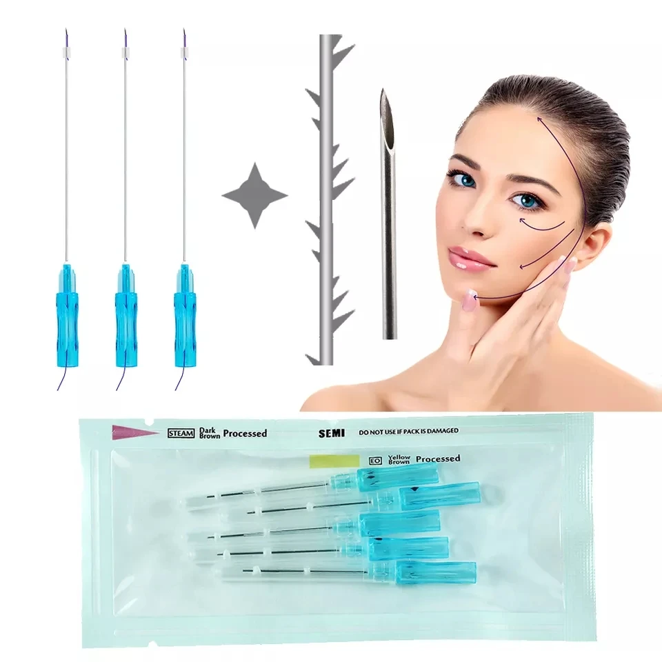 Fios Korea Face Lift Cheek V Line Anti-aging Absorbable 19g 120mm 4D Cog Pcl Thread For Wrinkle Remove