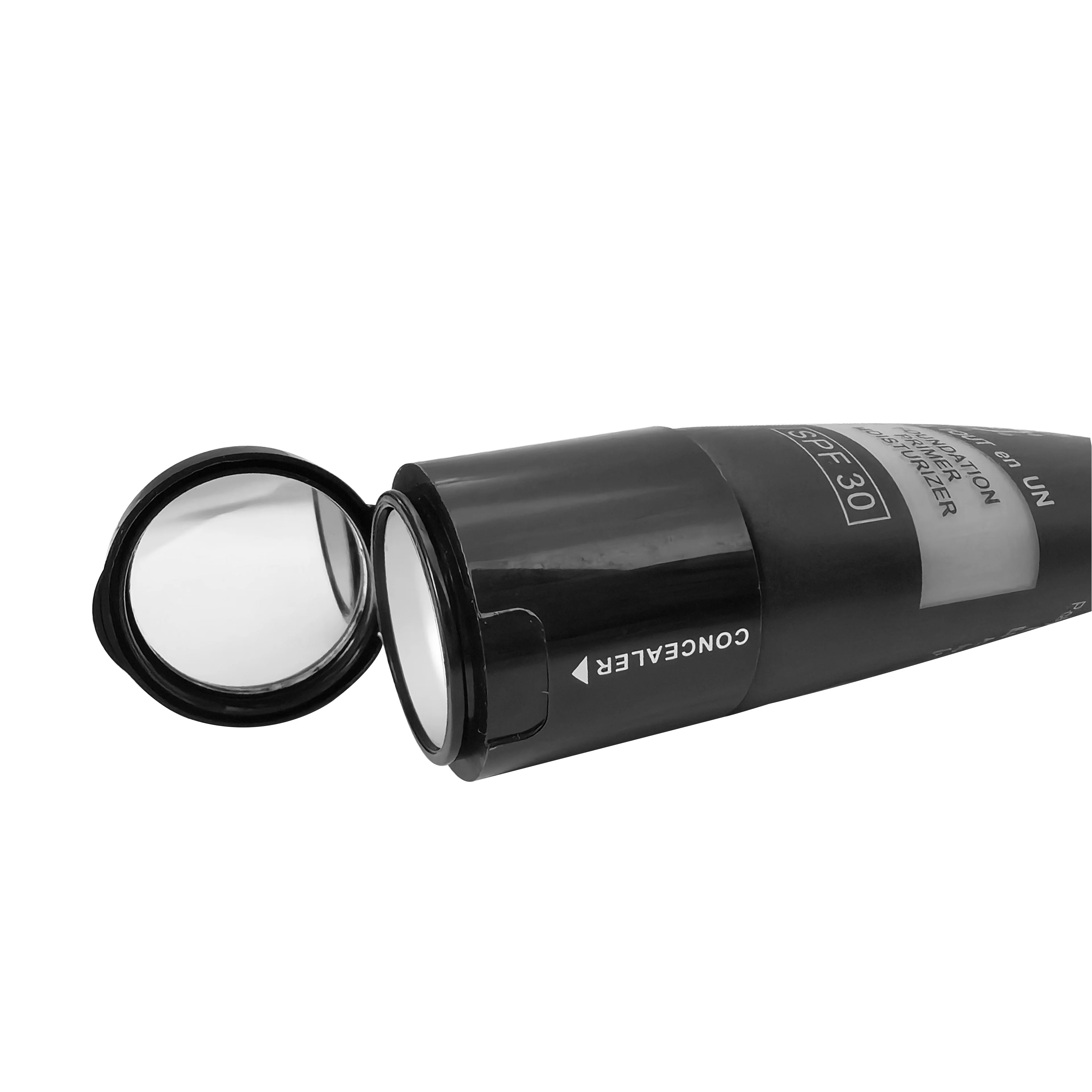 Unique Cosmetic 30ml Foundation Tube with Mirror Customized Black BB Cream Tube Container Cosmetic Usage Soft PE Tube