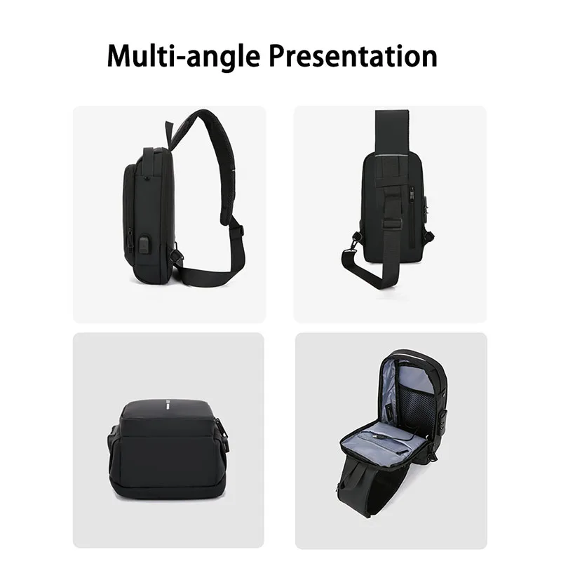Hot Sale Men Cross body Bags Fashionable Business One Shoulder Chest Bag Waterproof and Anti theft  Chest Sling Bag