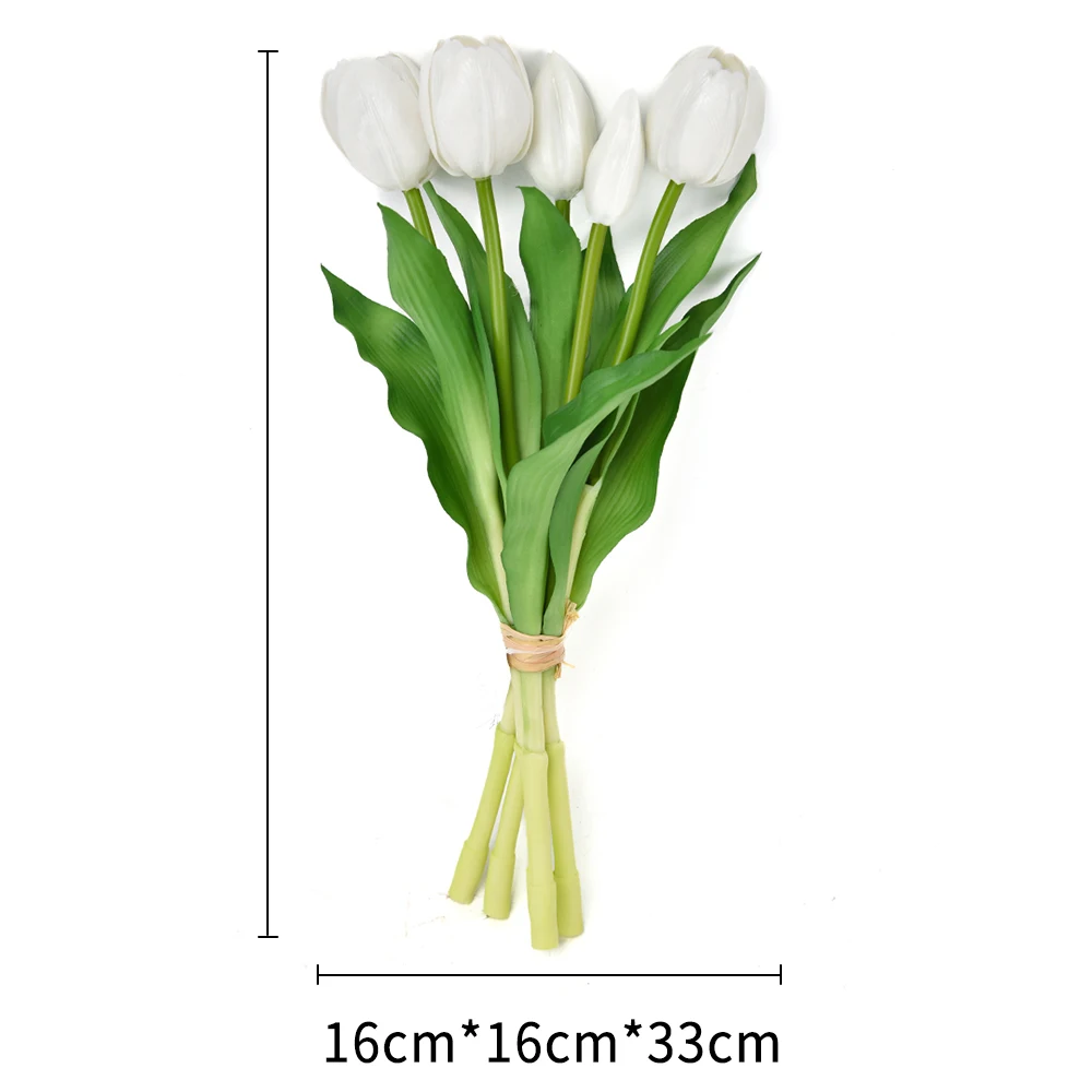 Factory high quality plastic 5 heads bouquet fake tulips artificial flowers silicon tulips real touch