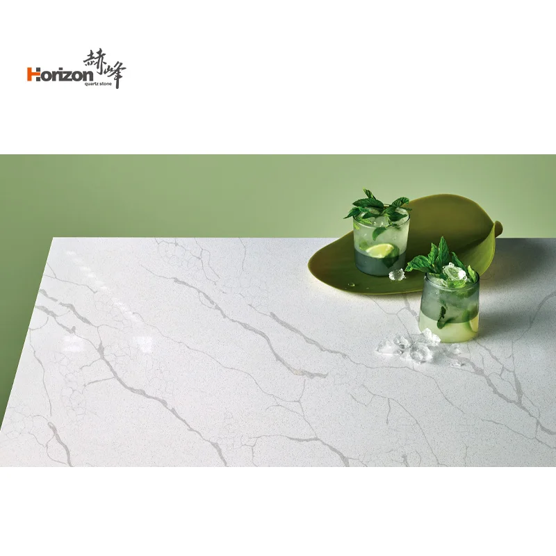 Horizon calacatta white quartz stone slabs for Kitchen quartz countertops