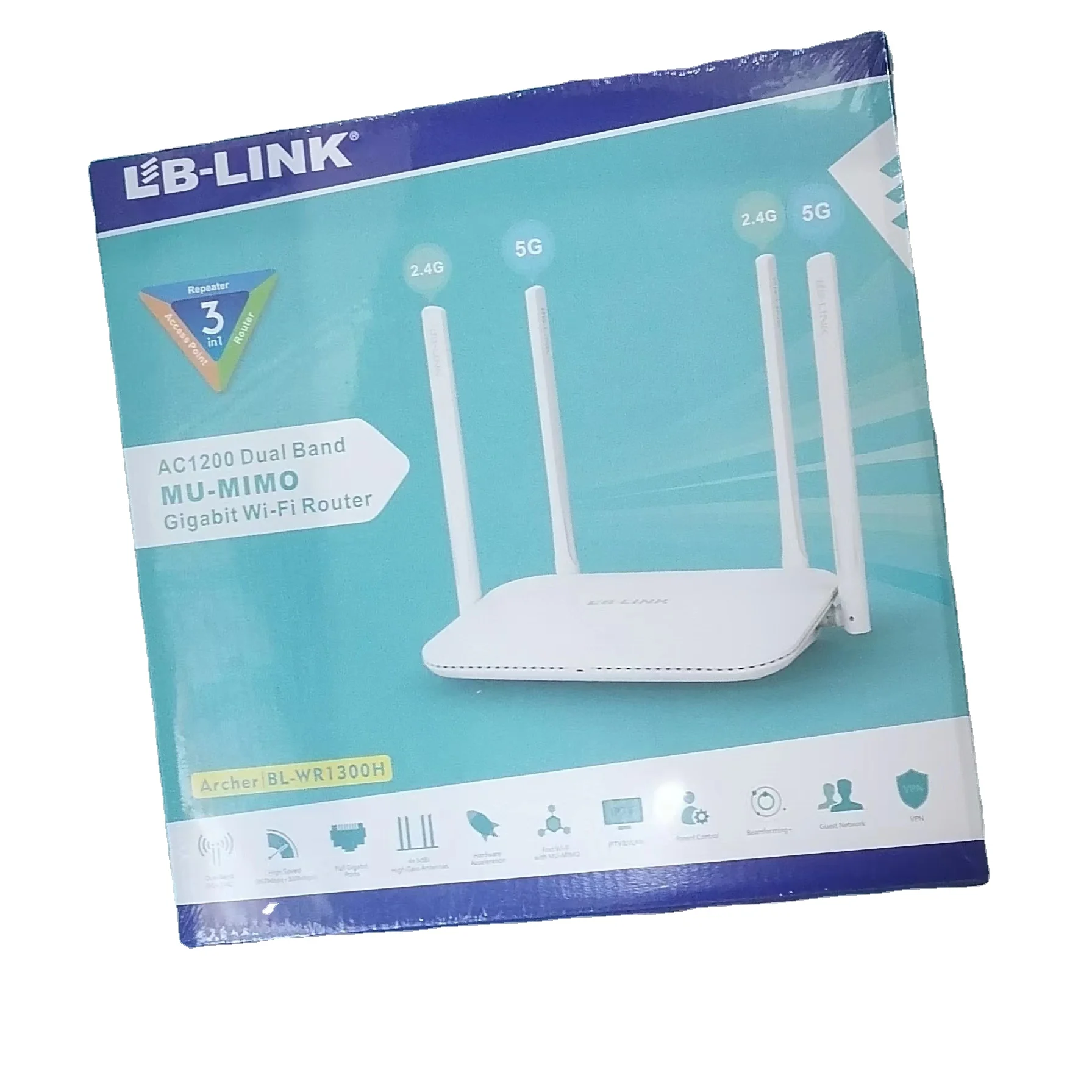 Высокая скорость LB-Link BL-WR1300H AC1200 Dual Band MU-MIMO гигабитный Wi-Fi маршрутизатор 4 * 6dBi антенны