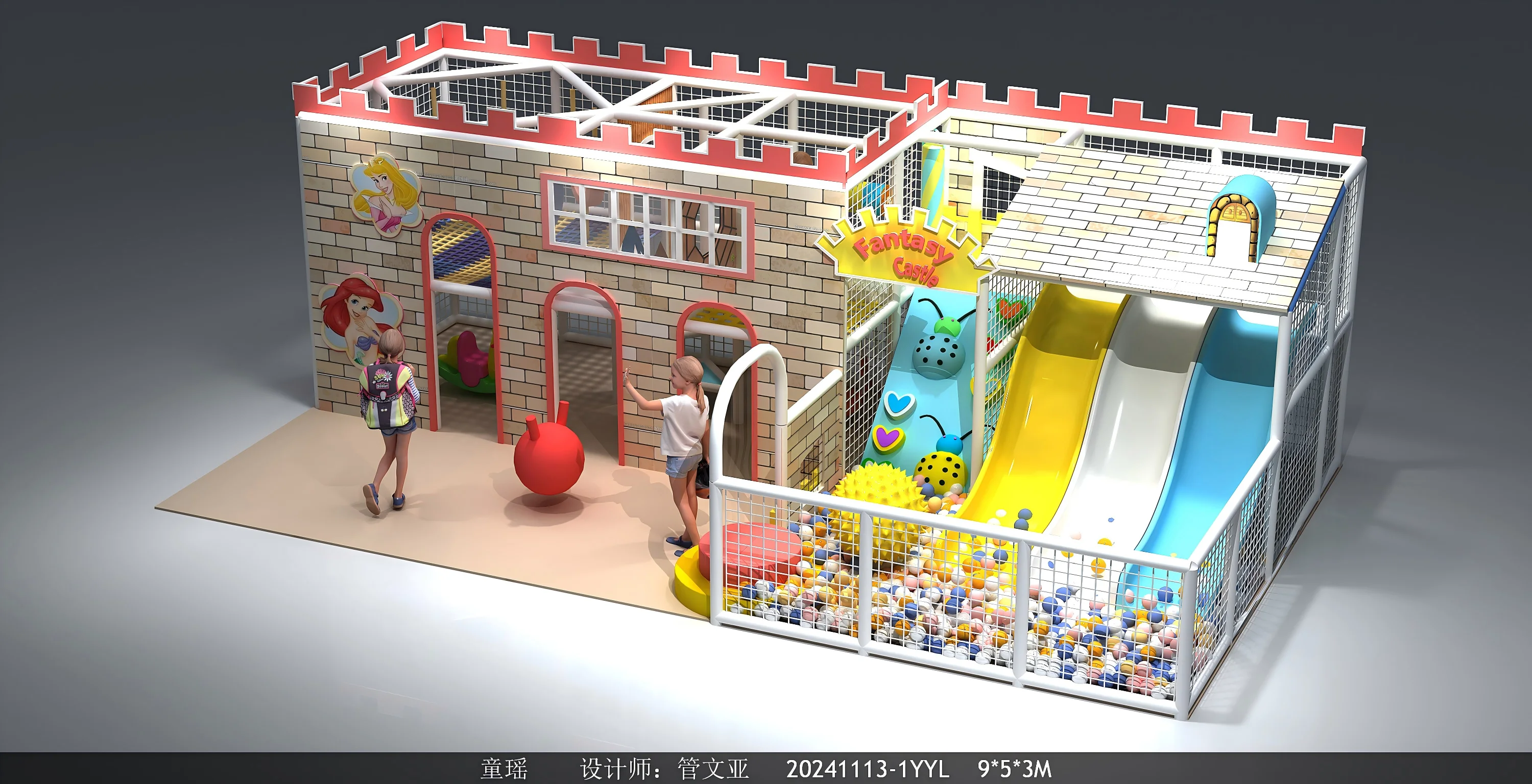 Indoor playground Panda slide soft play games