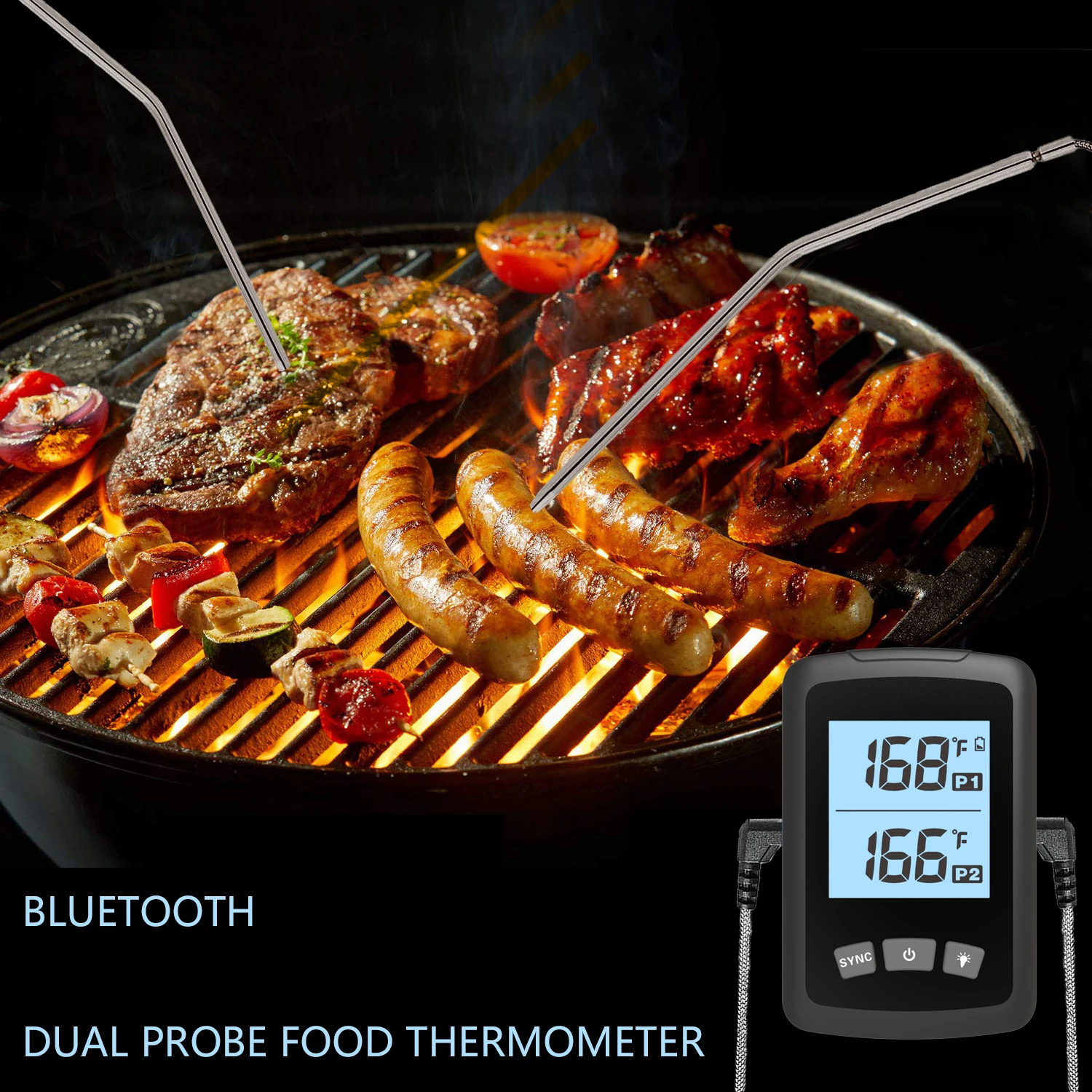 Smart APP Digital Wireless Meat Thermometer  Kitchen Cooking Food Thermometer For BBQ Oven Grill Smoke