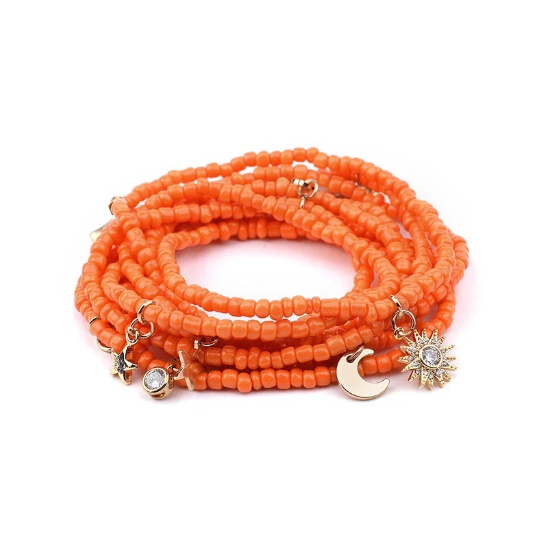 
Wholesale Elastic big size bracelet/necklace/waist beads beaded layer chain with charms 