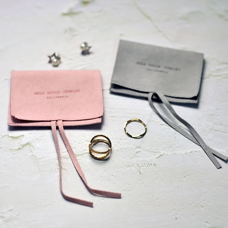 New Microfiber ring hot stamping custom design fasion cute tiny jewelry bags