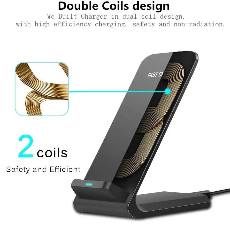 
2020 15W Qi Wireless Charger For Samsung S10 S9 Note 10 9 10W Fast Charging Stand For iPhone 11 Pro XS XR X 8 USB C Quick Charge 