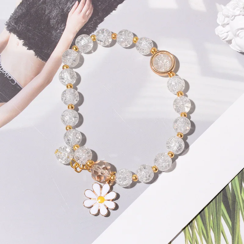 Timed Promotions New Flower Pendant Colorful Crystal Glass Beaded Bracelets 8mm Beads Bangle Chain Sets Jewelry Making