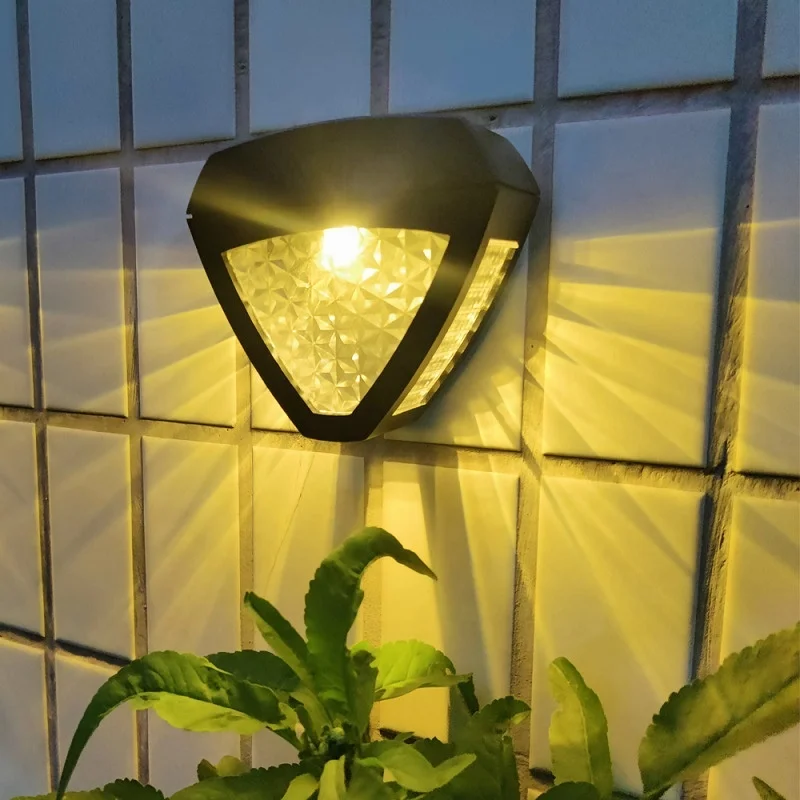 Solar Panel Powered Fence Waterproof Garden Landscape Path Led Outside Wall Light Outdoor Lamp For Fence And Backyard